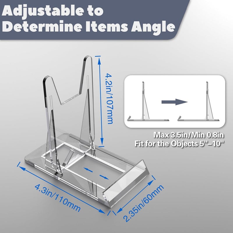 JCrunaway Acrylic Book Stands for Display,20 Pack Adjustable Book Display Stand Small Easels for Display Magazine Comic Book CD Display DVD Postcard Holder - Image 3
